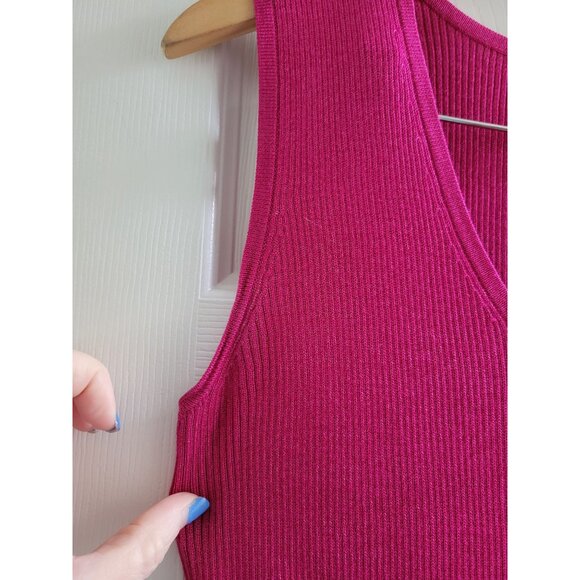 St John Collection Pink Wool blend ribbed sleeveless top size Medium career - Picture 3 of 6